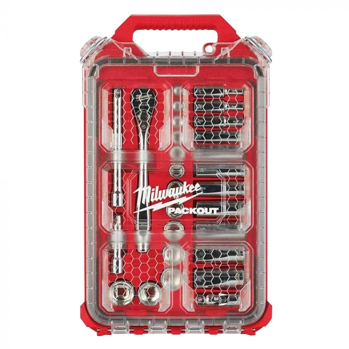Milwaukee 48229482 3/8” Drive Ratchet & Socket Set with Packout Low