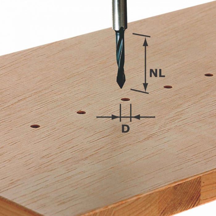 Festool 491064 1/4" HW Dowel Drill Router Bit