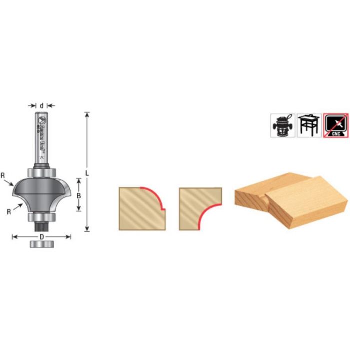 Matching Corner Round/Cove Router Bits with Bearing