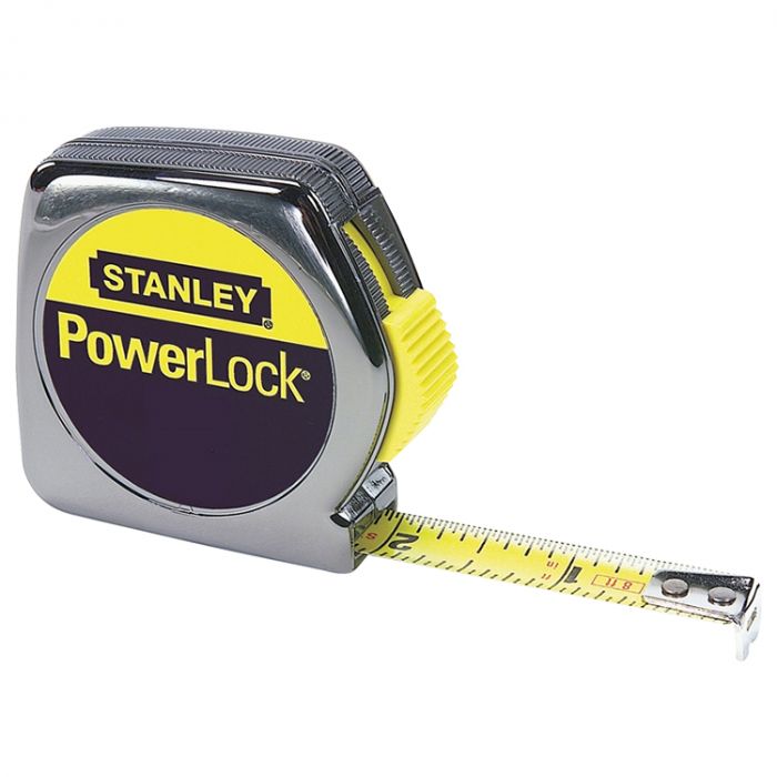 Chrome Stanley 33-215 PowerLock Metal Case Tape Rule 1/2" x 12' 