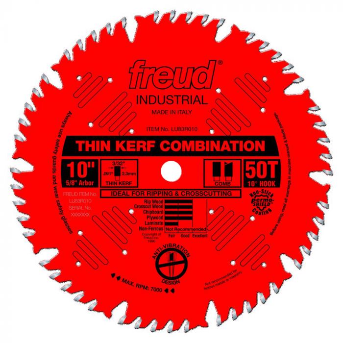 Freud LU83R010 10" Thin Kerf Combination Saw Blade