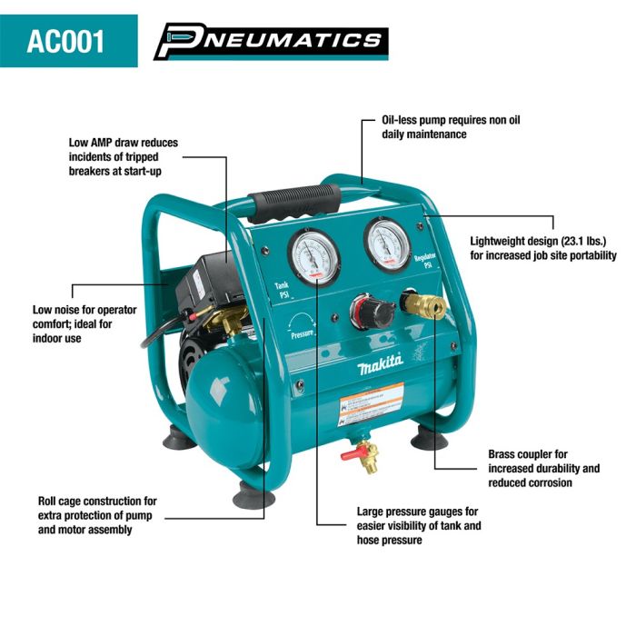 nemen volume masker Makita AC001 13" Compact Air Compressor | burnstools.com