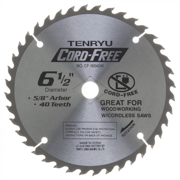 Tenryu CF-16540W Cord-Free 6-1/2 x 40T Carbide Tipped Saw Blade