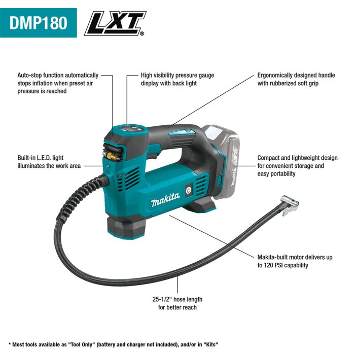 Makita DMP180ZX 18V Lithium Ion Cordless Inflator Tool