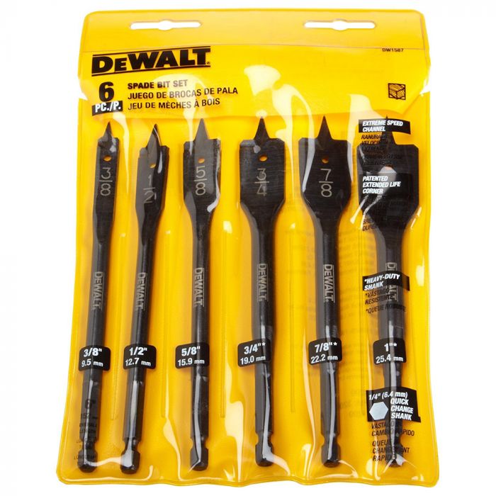 DeWalt DW1587 6 Piece Heavy Duty Spade Bit Set | burnstools.com