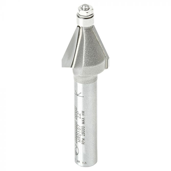 Amana Tool MR0107 1/2" Carbide Tipped Miniature Chamfer Router Bit with Ball Bearing