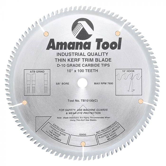 Amana Tool TB10100 10 Carbide Tipped Thin Kerf Trim Saw Blade