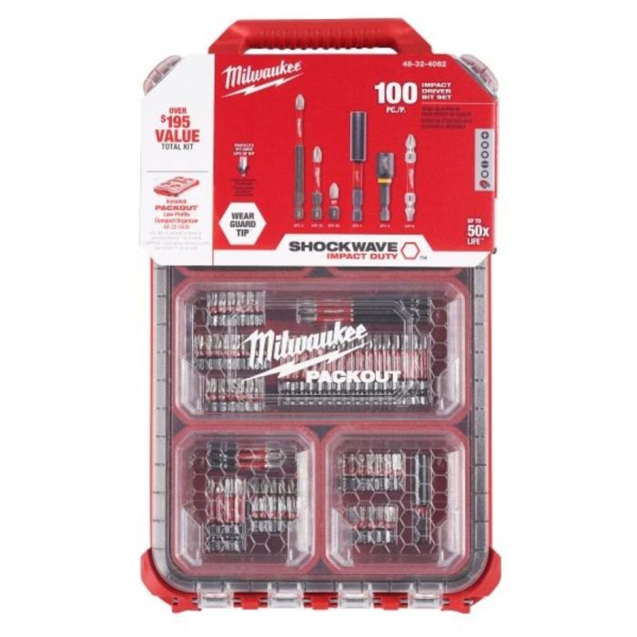 Milwaukee 48 32 4082 Shockwave Packout 100 Piece Alloy Steel Impact Driver Bit Kit burnstools