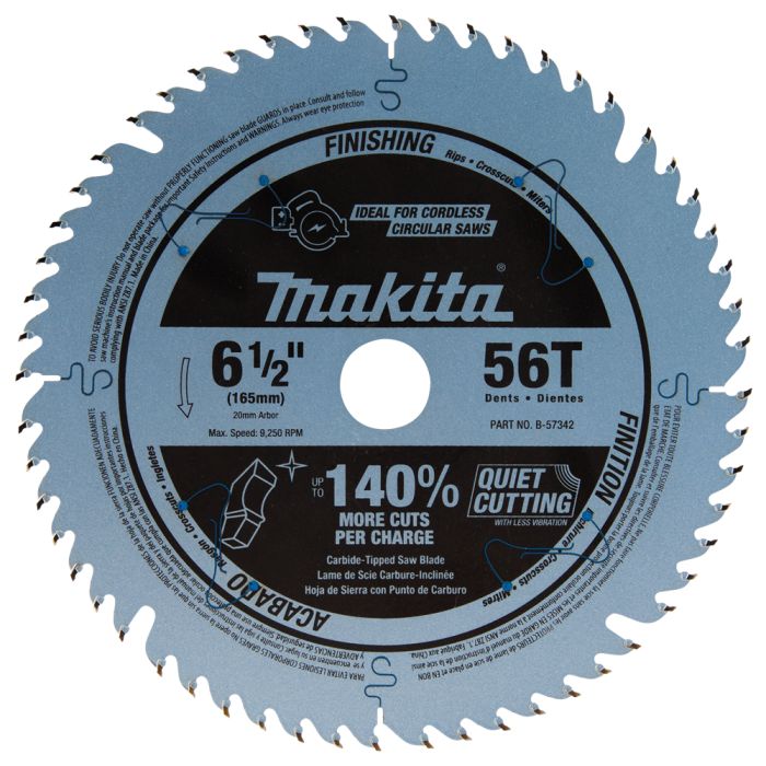 Makita B 57342 6 1 2 Carbide Tipped 56 Teeth Cordless Plunge Saw Blade burnstools