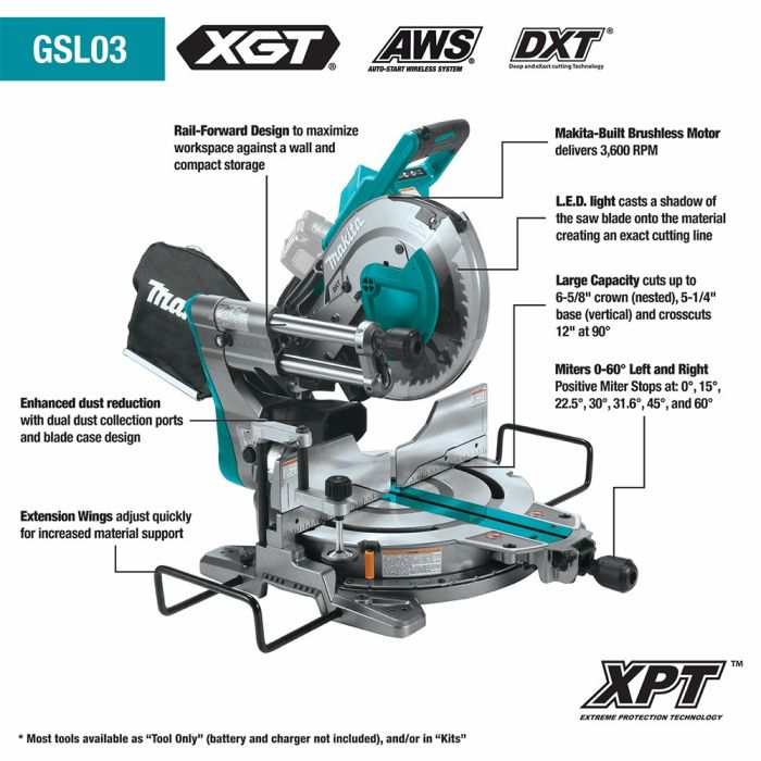 Makita GSL03M1 31 3 4 Cordless Miter Saw Kit burnstools