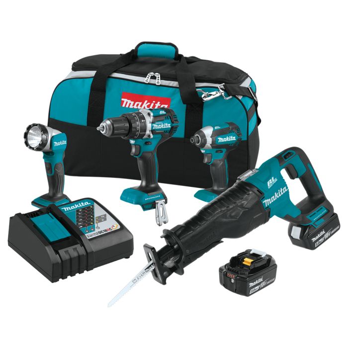 Makita XT447T 18V LXT Lithium Ion Cordless 4 Piece Combo Kit 5.0Ah Batteries burnstools