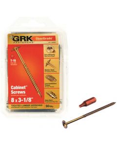 GRK Fasteners 114083 #8 x 3-1/8" Star Drive Low Profile Washer Head Cabinet Wood Screw