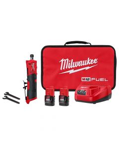 Milwaukee 2486-22 M12 Fuel 1/4" Cordless Straight Die Grinder Kit, 2 Battery