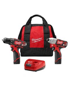 Milwaukee 2494-22 12V Cordless 1/4" Drill/Driver and Impact Driver Combo Kit, 1.5Ah Batteries
