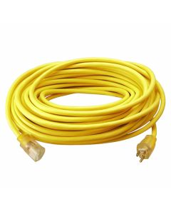 Coleman Cable 2589SW0002 100' Yellow Outdoor Extension Cord with Lighted End