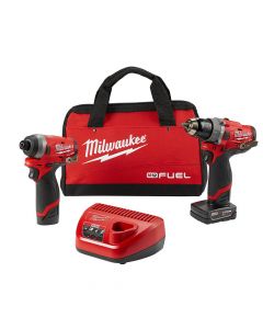 Milwaukee 2598-22 M12 Fuel 12V Cordless 2-Tool Combo Kit, 2.0Ah Batteries