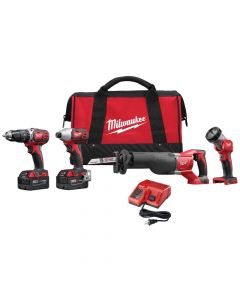 Milwaukee 2696-24 M18 Lithium-Ion Cordless Compact Combo Tool Kit, 3.0Ah Batteries