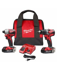Milwaukee 2892-22CT M18 Compact Cordless 2 Tool Drill Driver and Impact Driver Combo Kit
