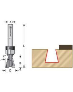 14 Degree Dovetail Router Bits with Upper Bearing