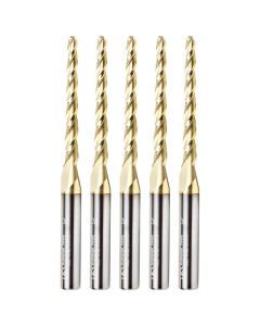 Amana Tool 46284-5 1/8" Tapered Angle Solid Carbide Up-Cut Spiral ZrN Coated Router Bit, 5 Piece