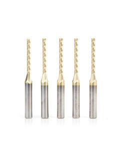 Amana Tool 46292-5 1/8" CNC 2D and 3D Carving Flat Bottom Solid Carbide Router Bit, 5 Piece