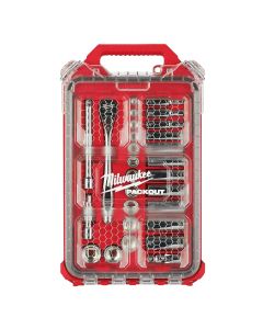 Milwaukee 48-22-9482 3/8” Drive Ratchet & Socket Set with Packout Low-Profile Compact Organizer - Metric