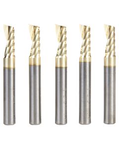 Amana Tool 51402-Z-5 1/4" x 5/8" Solid Carbide CNC Spiral 'O' Flute ZrN Coated Router Bit, 5 Piece