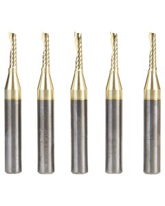 Amana Tool 51454-Z-5 1/8" Solid Carbide CNC Spiral 'O' Flute Up-Cut ZrN Coated Router Bit, 5 Piece
