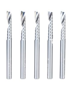 Amana Tool 51481-5 1/4" Solid Carbide CNC Spiral 'O' Single Flute Up-Cut Router Bit, 5 Piece