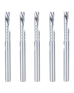 Amana Tool 51507-5 1/4" x 3" Solid Carbide CNC Spiral 'O' Single Flute Down-Cut Router Bit, 5 Piece