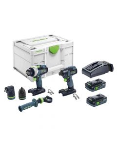 Festool 576996 QUADRIVE TPC 18/4 Cordless Hammer Drill and TID 18 Cordless Impact Combo Kit packed in Systainer3 *New 2022 Item*