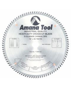 Amana Tool 712961 12" Carbide Tipped Cut-off & Crosscut Saw Blade