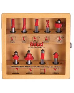 Freud 91-108 1/2" Carbide Tipped Basic Router Bit Set, 9/Pack