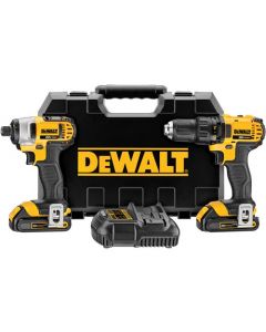 DeWalt DCK280C2 20V Max 1.5 Ah Cordless Compact Drill Driver and Impact Driver Combo Kit