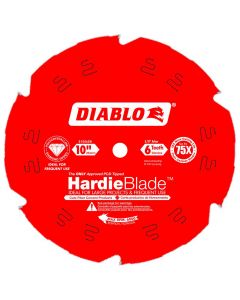 Freud Diablo D1006DH 10" 6T PCD Hardie Plank Circular Saw Blade, Polycrystalline Diamond Tip, Perma-Shield Non-Stick Coated, 6T TCG