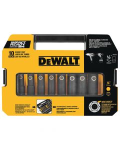 DeWalt DW22812 Impact-Ready 1/2" Drive Impact Socket Set, 10/Pack