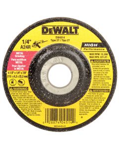 DeWalt DW4514 Type 27 4-1/2" Aluminum Oxide High Performance Metal Grinding Wheel