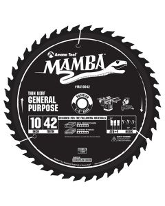 Amana Tool MA10042 Mamba Contractor Series 10" x 42 TPI Thin Kerf General Purpose Circular Saw Blade