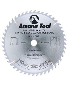 Amana Tool TB12480 12" x 48 TPI Carbide Tipped Thin Kerf General Purpose Saw Blade