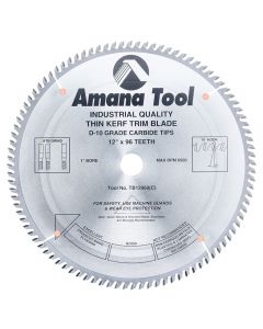 Amana Tool TB12960 12" x 96 TPI Carbide Tipped Thin Kerf Trim Saw Blade