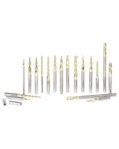 Amana Tool AMS-143 18 Piece Solid Carbide Up-Cut Spiral Tapered Router Bit Set
