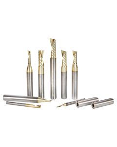 Amana Tool AMS-160-Z 8 Piece Solid Carbide Spiral 'O' Flute CNC ZrN Coated Router Bit Set