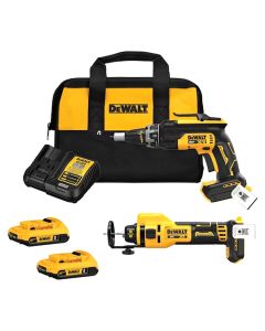 DeWalt DCK265D2 20V Max* XR Brushless Drywall Screwgun and Cut-Out Tool Combo Kit