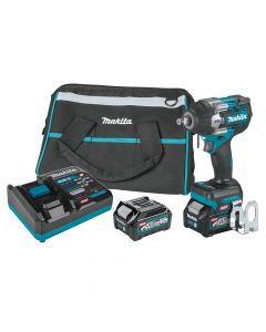 Makita GWT07D 40V Max XGT Cordless 4‑Speed Mid‑Torque 1/2" Square Drive Impact Wrench Kit with Friction Ring Anvil, 2.5Ah Batteries