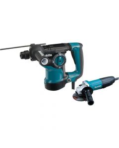 Makita HR2811FX 1‑1/8'' Rotary Hammer SDS‑Plus with 4‑1/2" Angle Grinder