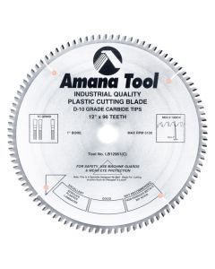 Amana Tool LB12961 12" Carbide Tipped Non-Melt Plastic Saw Blade