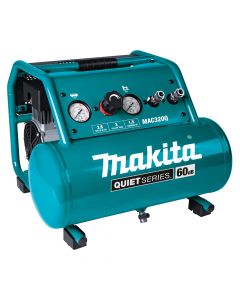 Makita MAC320Q Quiet Series 1‑1/2 HP 3 Gallon Oil‑Free Electric Air Compressor
