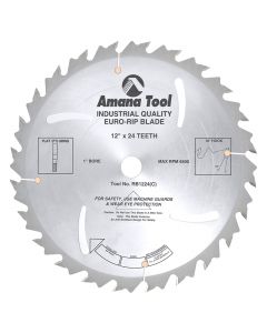 Amana Tool RB1224 12" x 24T Carbide Tipped Euro Rip with Cooling Slots Saw Blade