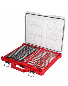 Milwaukee 48-22-9486 1/4" x 3/8” Drive Ratchet & Socket Set with Packout Low-Profile Organizer - SAE & Metric