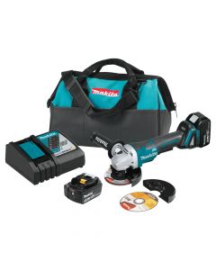 Makita XAG11T LXT 4-1/2"- 5" 18V 5.0 Ah Lithium-Ion Cordless  Paddle Switch Cut-Off and Angle Grinder Kit, with Electric Brake